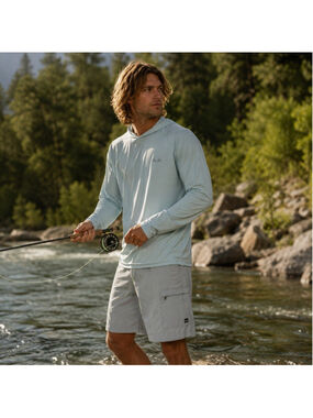 HUK Mens Fishing Shorts Gray Performance UPF 30 Size S